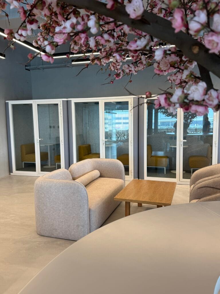 Julith Coffee Shop's office with cherry blossom decor