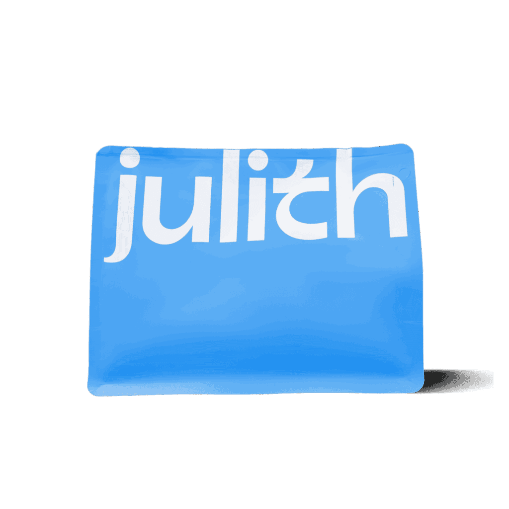 Light Blue coffee bag with 'julith' logo