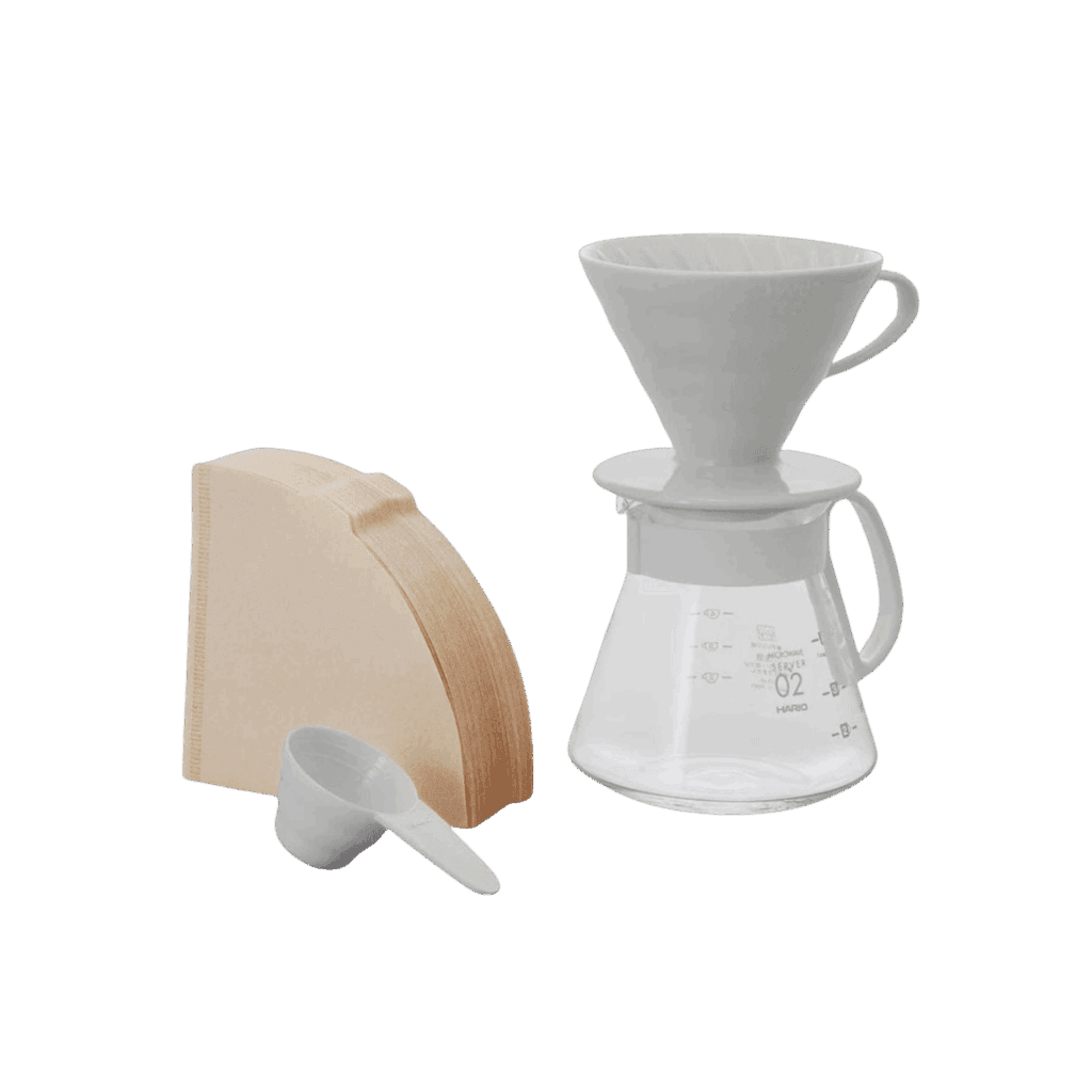 Hario V60 Ceramic Dripper 02 Set White with accessories