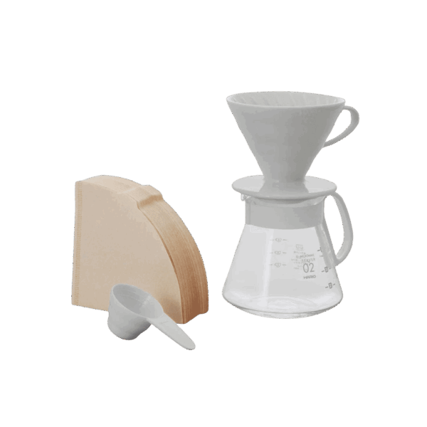 Hario V60 Ceramic Dripper 02 Set White with accessories