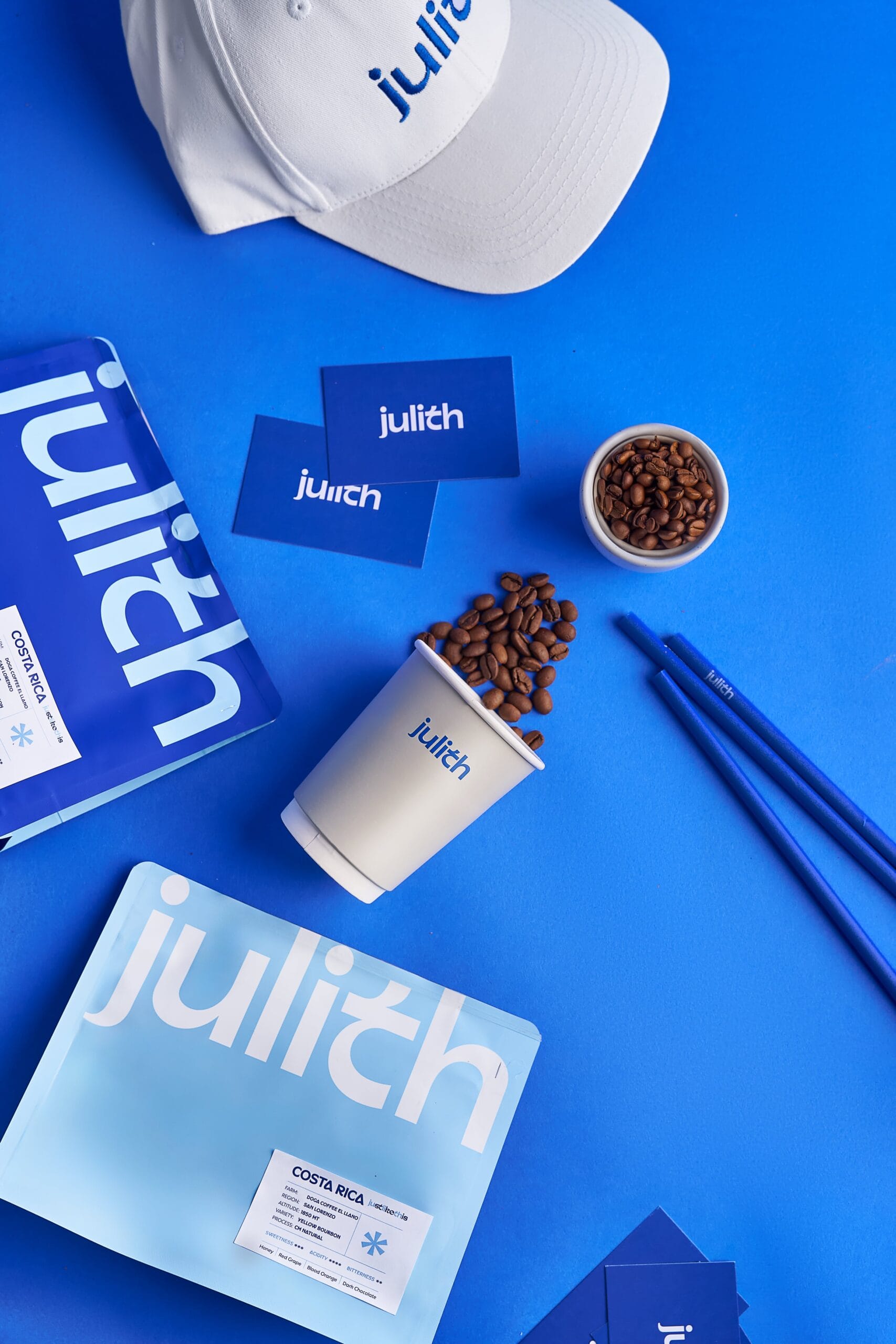 Julith coffee on blue background