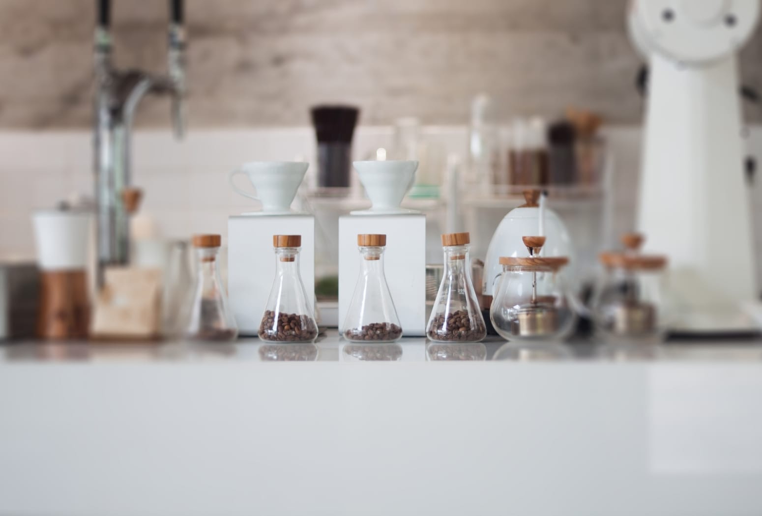 Coffee Storage Methods and different types of coffee beans in glass